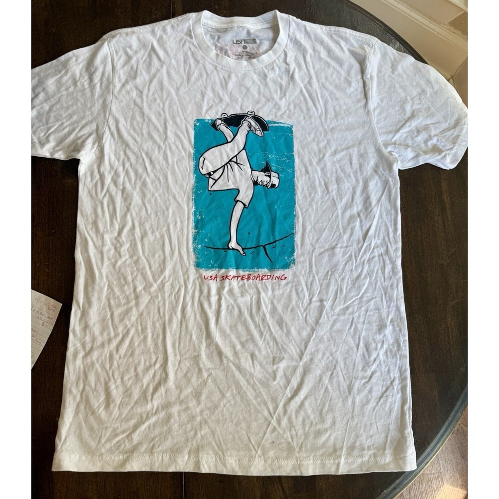 Vintage USA Skateboarding T-Shirt Graphic Skater‎ Tee White Size L